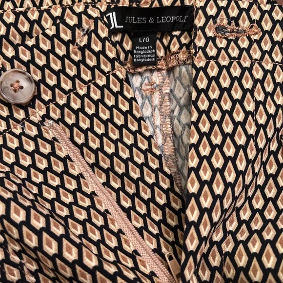 Jules & Leopold Geometric Print Wide Leg Pants Black Gold Beige Size Large - Picture 4 of 12